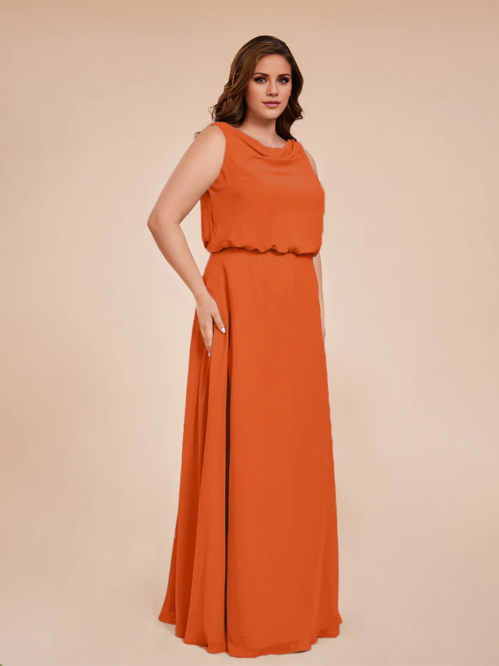 Wind neck chiffon plus size and floor length bride dresses